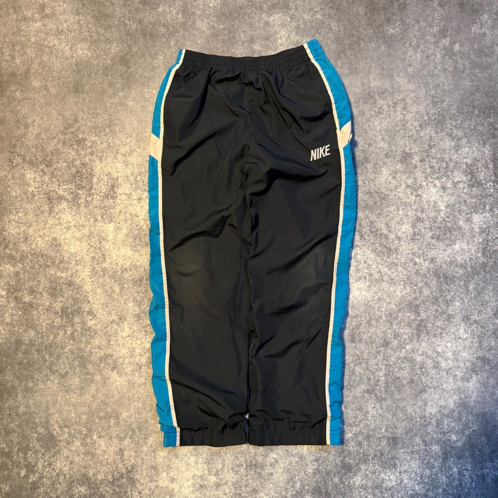 Vintage Nike Kids Track Pants Navy Blue White Stripe Windbreaker Size 7